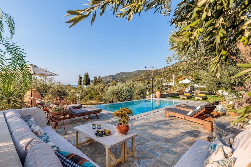 Skopelos Blue Heaven Pool Villa In Olive Grove Екстер'єр фото