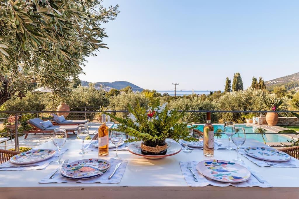 Skopelos Blue Heaven Pool Villa In Olive Grove Екстер'єр фото